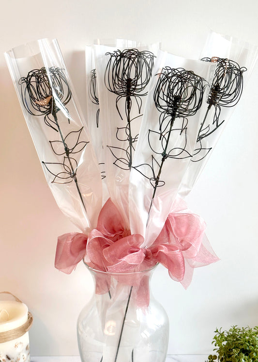 Single Rose Bouquet (Black & Colored)